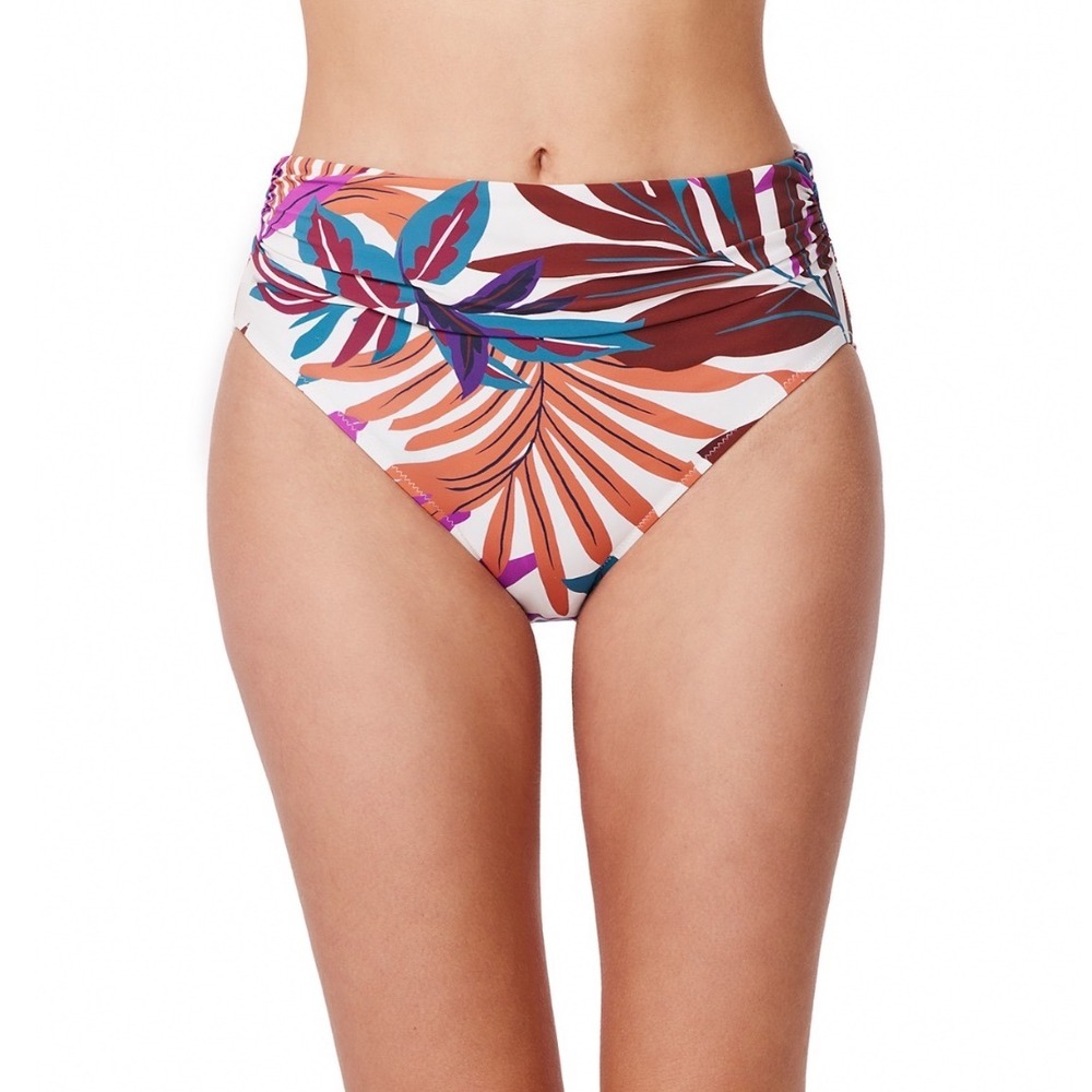 Gottex Plantopia Mid Rise Shirred Bikini Bottom Multi Tropical Palm E26071P55 14